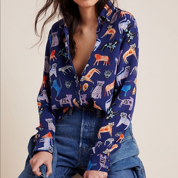 Anthropologie Carolyn Gabin Silk Blouse 